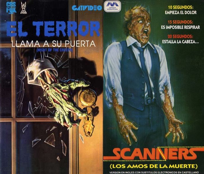 VHS de Night of the creeps y Scanners