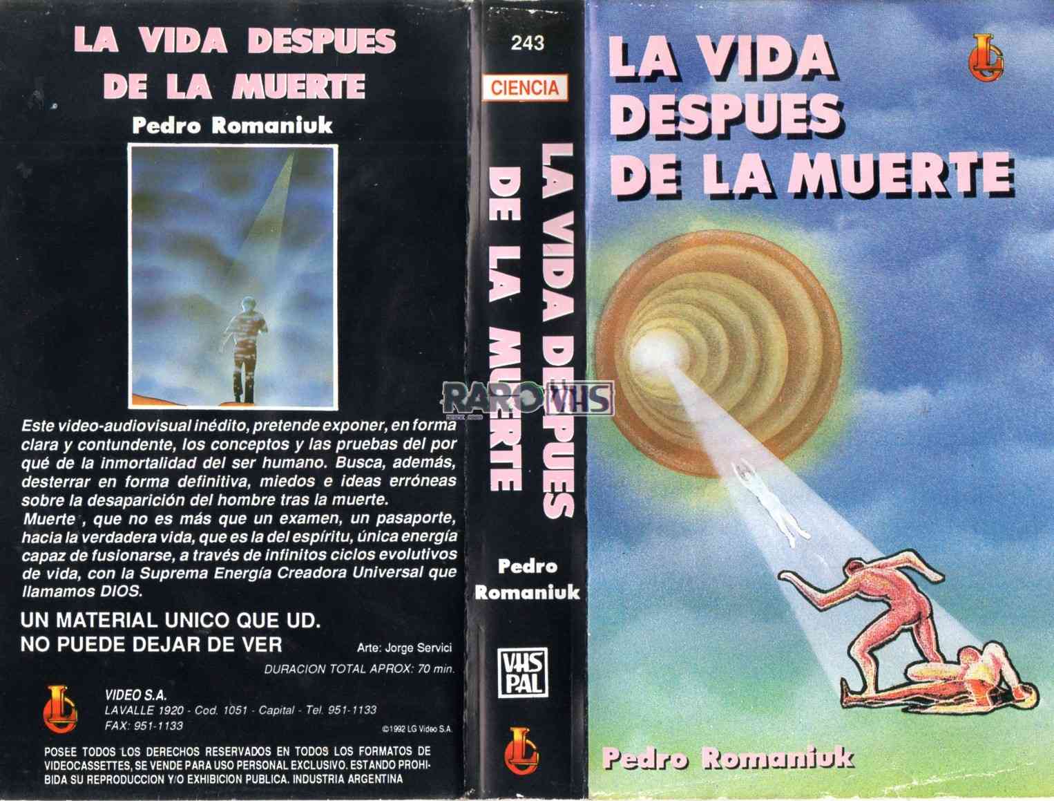Tapa completa del VHS La Vida DespuÃ©s de la Muerte de Pedro Romaniuk